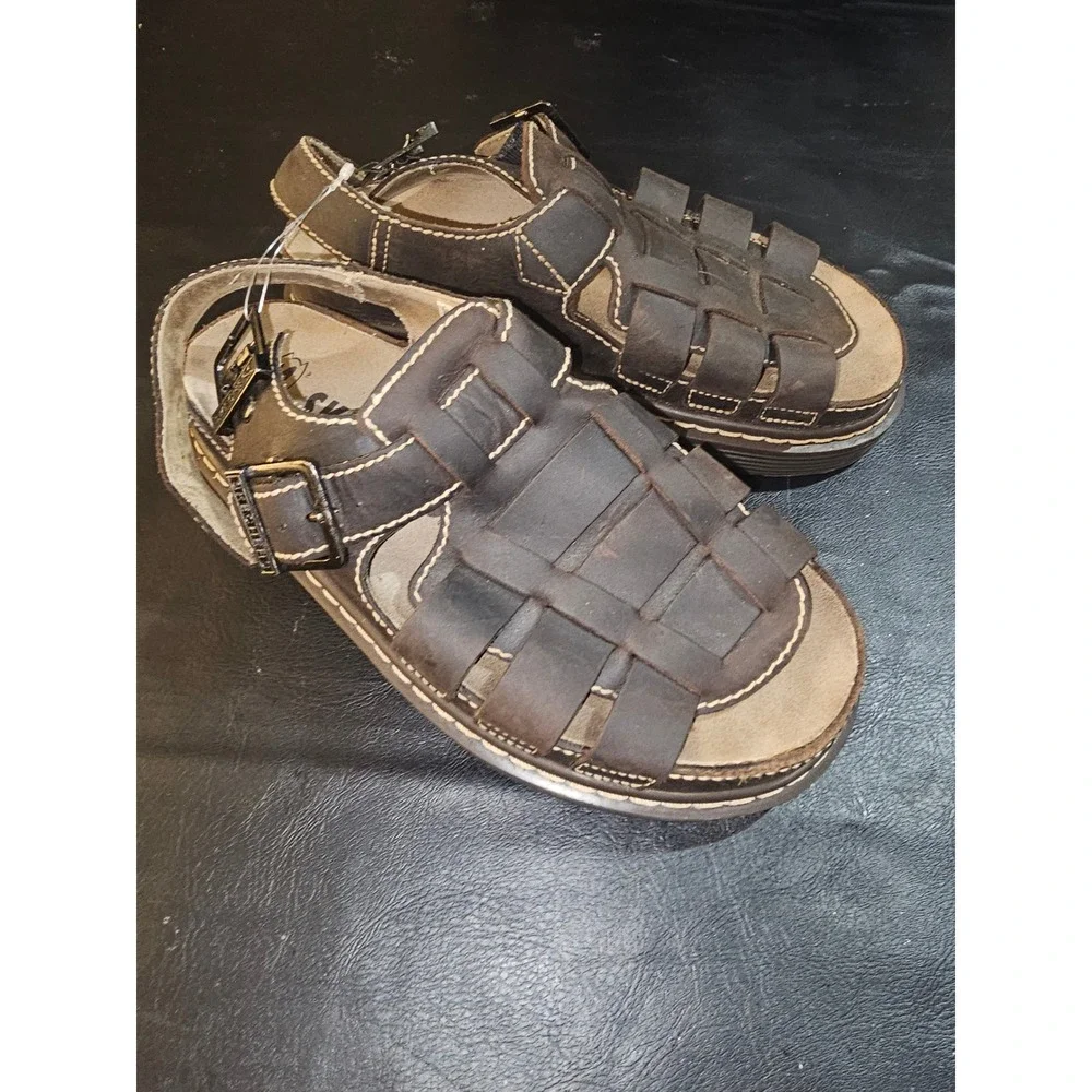 Vintage 90s Y2K Skechers Jammers Brown Leather Fisherman Gladiator Sandals 10